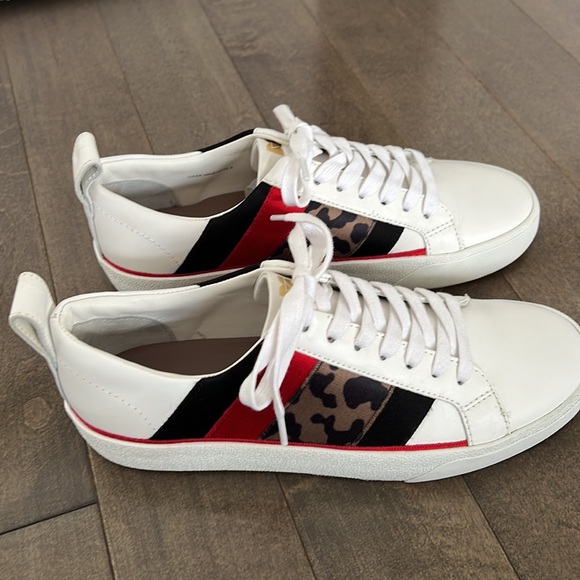 Diane Von Furstenberg DVF Leather Sneakers Stripe Leopard Print Size 6.5 - Picture 5 of 6